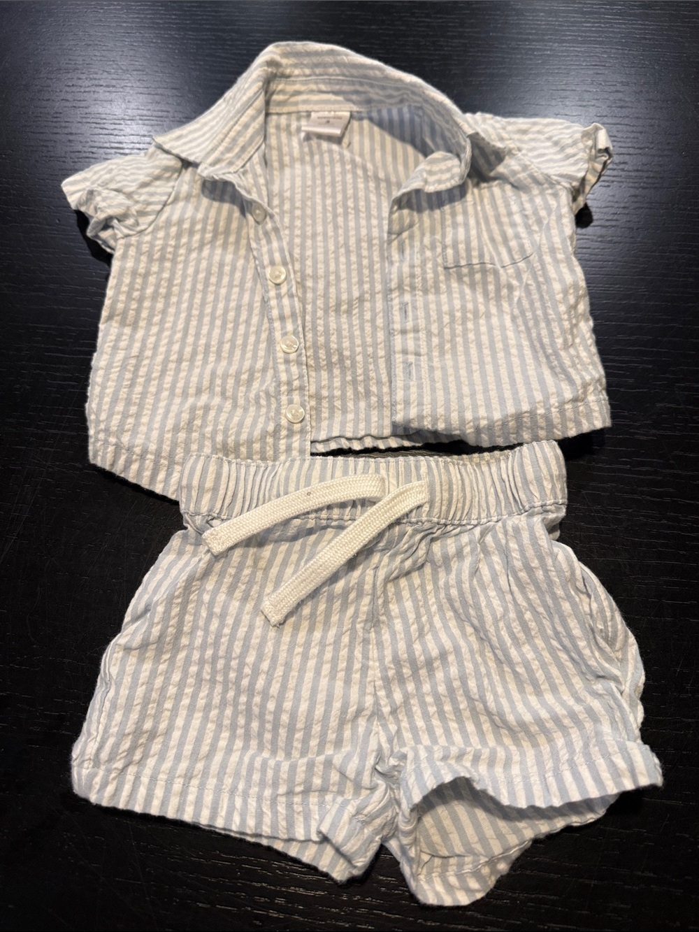 Nordstrom Blue and White Striped Cotton Shorts Set - Kids